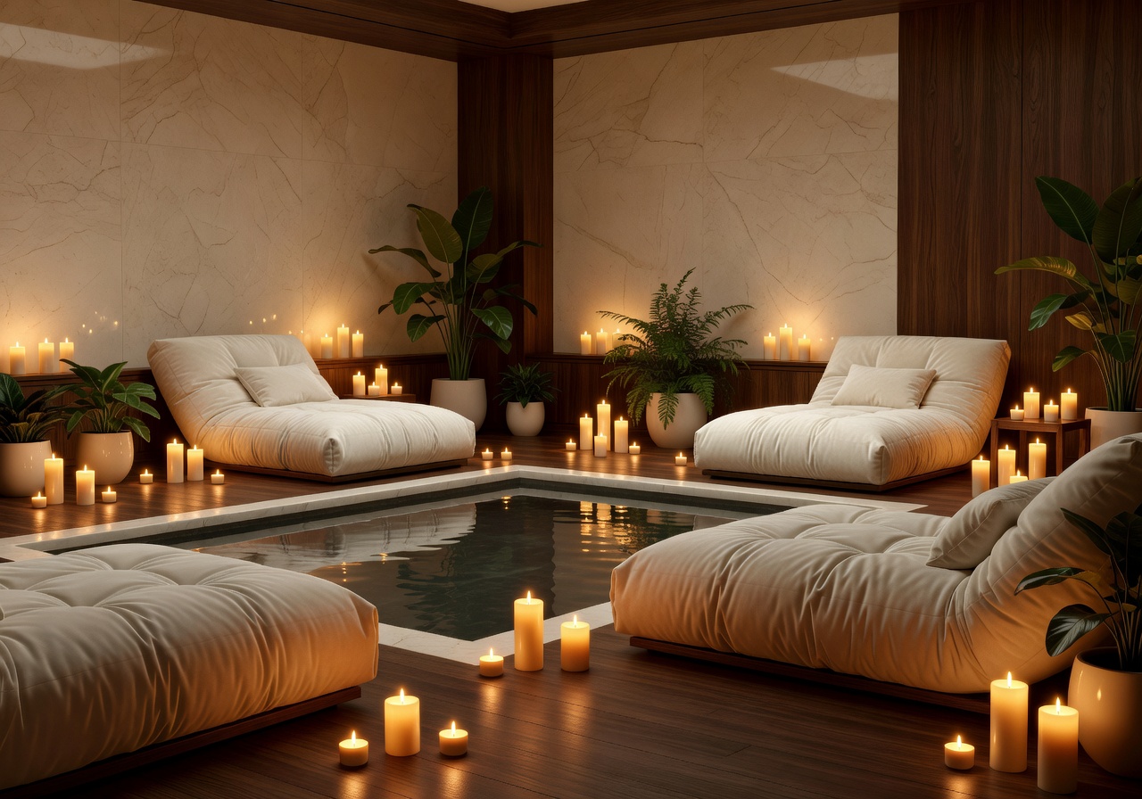 Luxury spa interior candlelit wellness sanctuary
