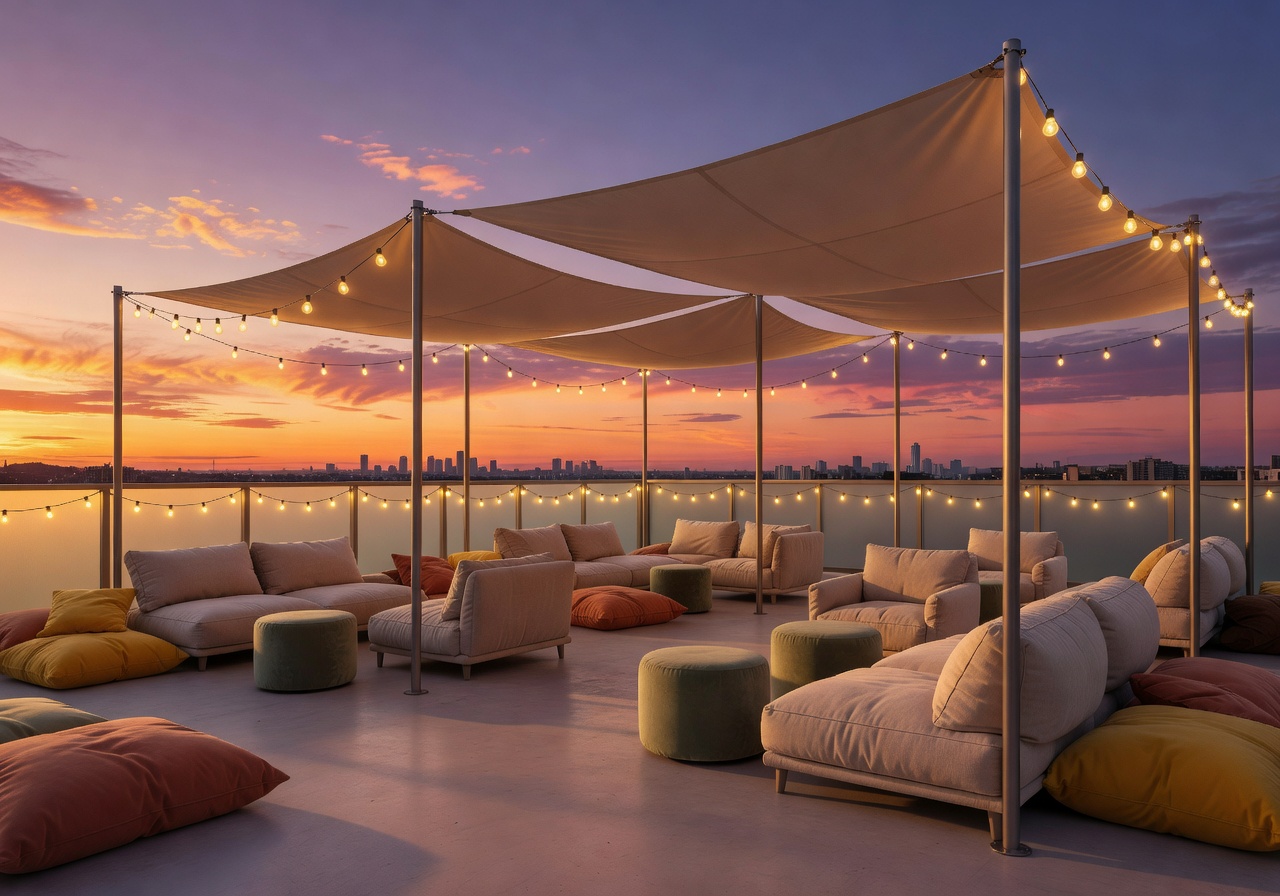 Rooftop relaxation lounge sunset